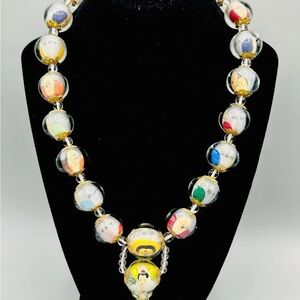 Reverse Handpainted Prayer Beads from the Early to Mid 20th Century Vintage